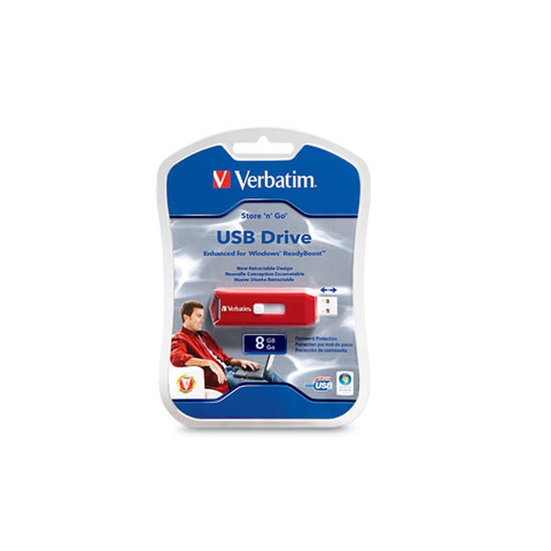 Memoria USB VERBATIM Flash 2.0 Store n Go 8GB - Rojo 95507