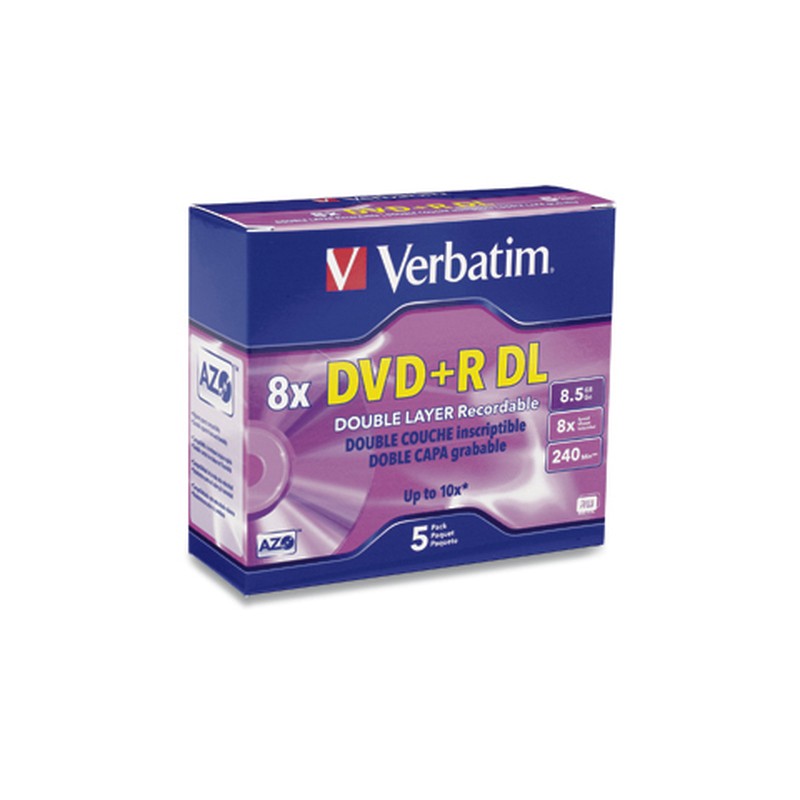 DVDR Verbatim DL 8.5GB 8X Caja C/5 Pzas 95311