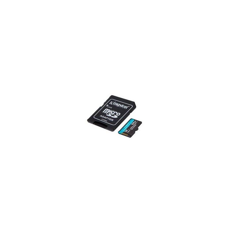 Memoria Kingston Micro SDXC Canvas Go Plus 64GB UHS-I U3 V30 A2 Clase 10 C/Adaptador SDCG3/64GB