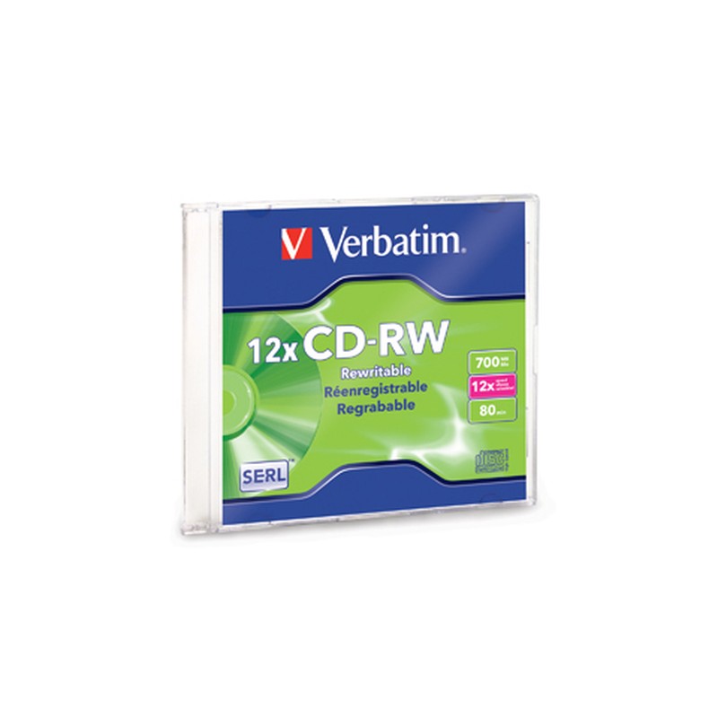 Disco VERBATIM CD-RW 4X-12X 80MIN 700MB Slim Case 95161