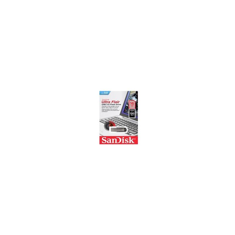 Memoria USB SanDisk Flash Ultra Flair 16GB USB 3.0 Metálica Color Negro/Plata SDCZ73-016G-G46 SDCZ73-016G-G46