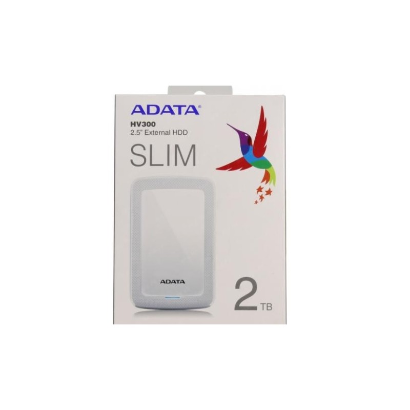 DISCO DURO ADATA 2TB HV300 SLIM BLANCO 3.1 AHV300-2TU31-CWH