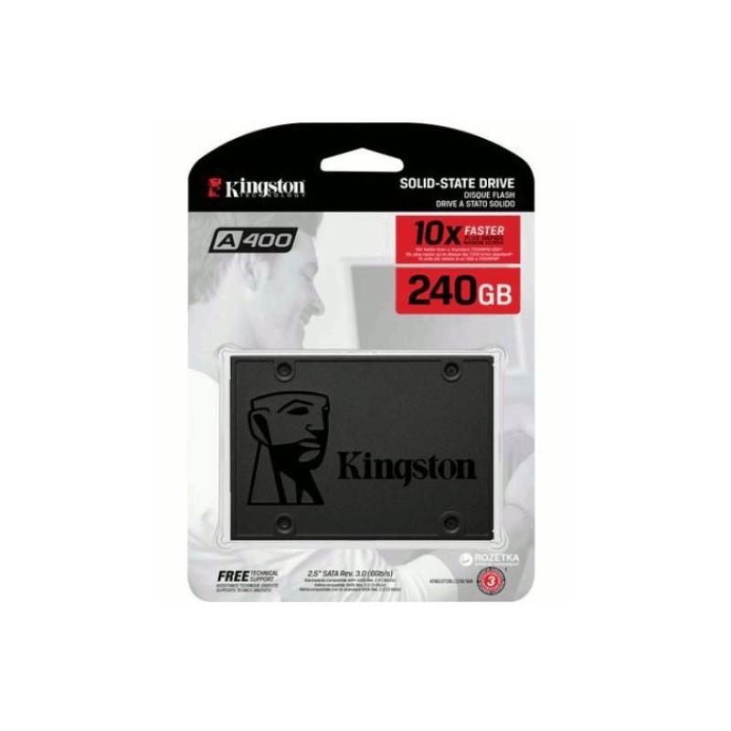 Unidad De Estado Sólido SSD Kingston A400 240GB 2.5 Sata3 7mm Lect.500/Escr.350mbs SA400S37/240G