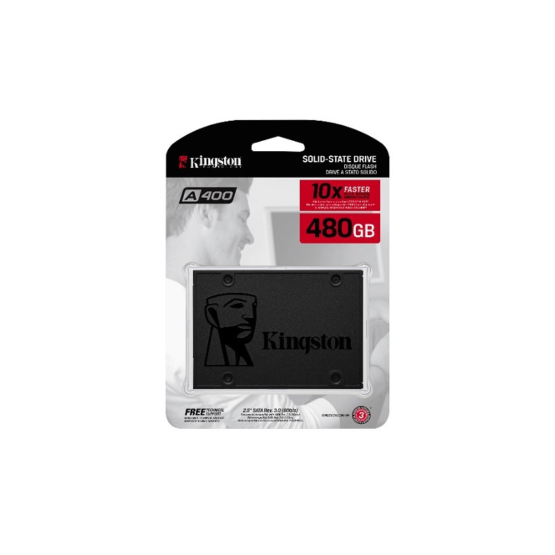 Unidad de Estado Sólido SSD Kingston A400 480GB 2.5 Sata3 7mm Lect.500/Escr.450mbs SA400S37/480G