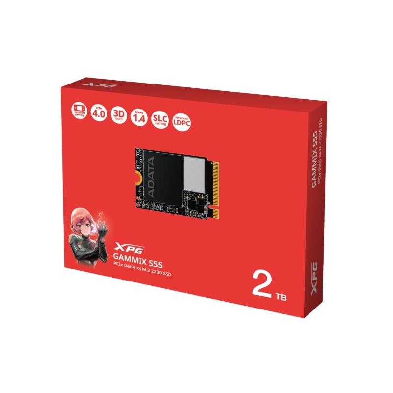 SSD ADATA GAMMIX S55 Unidad De Estado Sólido XPG GAMMIX S55 2TB PCIe Gen4 X4 M.2 2230 SGAMMIXS55-2T-C